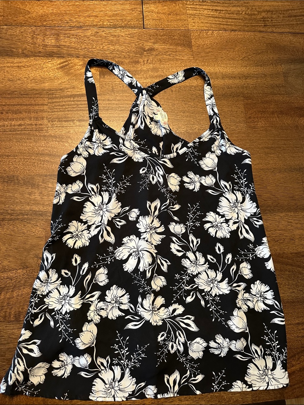 Pink Republic Black and White Floral Racerback Top